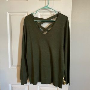 Olive green crisscross back sweater